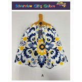 Crochet Top Hand Towel / Tea Towel - Yellow and Blue Mosaics B
